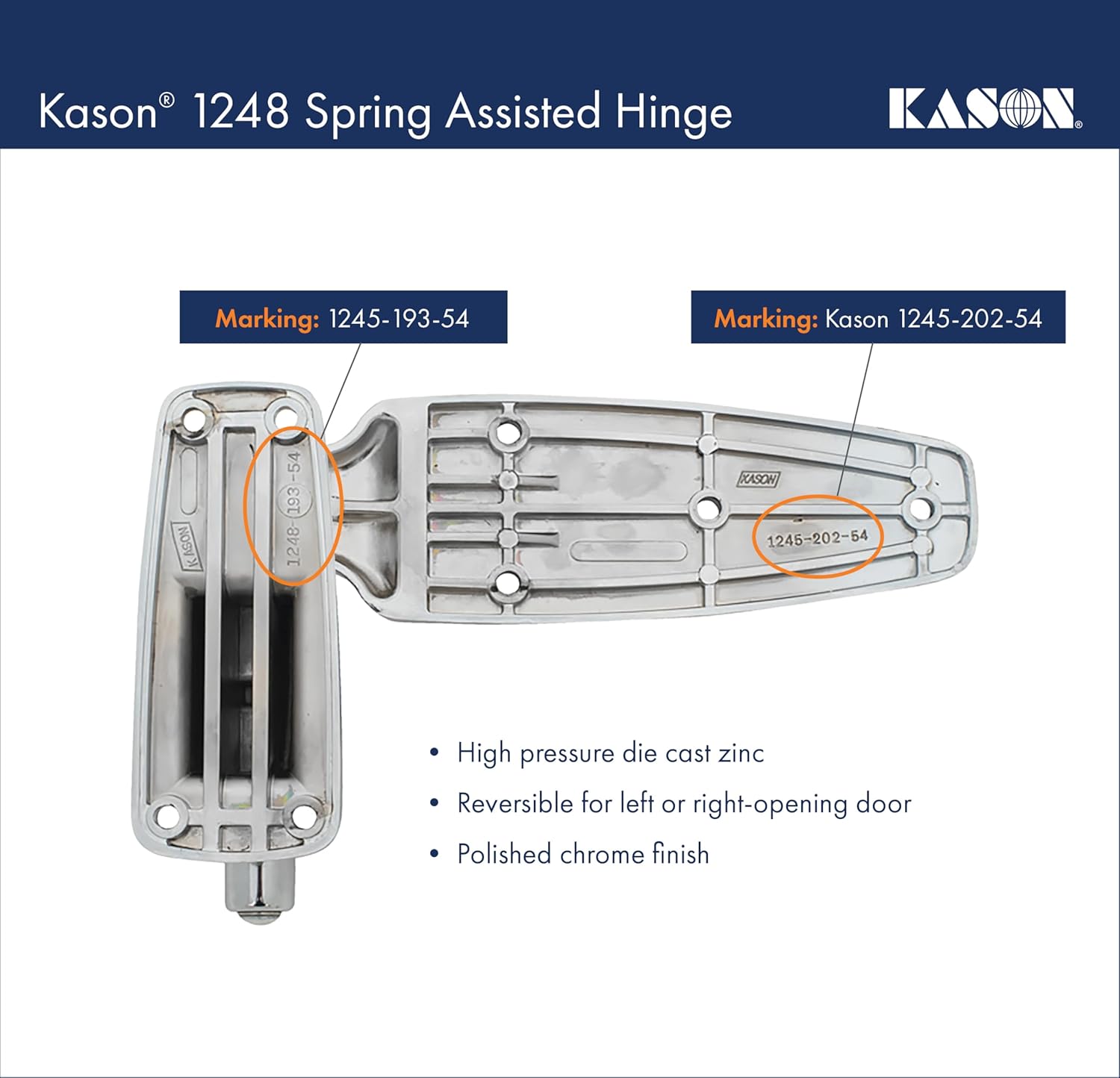 Kason 1248 Spring Assisted Hinge, Flush, 11248000004 - 7DAY'S