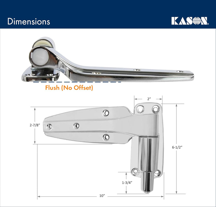 Kason 1248 Spring Assisted Hinge, Pack of 2, Flush Offset, 11248000004 - 7DAY'S