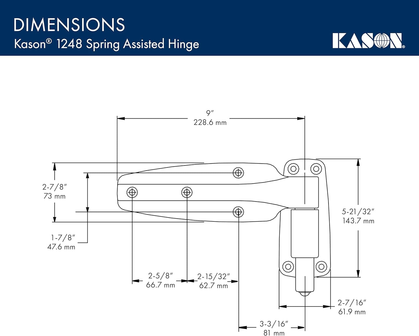 Kason 1248 Spring Assisted Hinge, Pack of 2, Flush Offset, 11248000004 - 7DAY'S