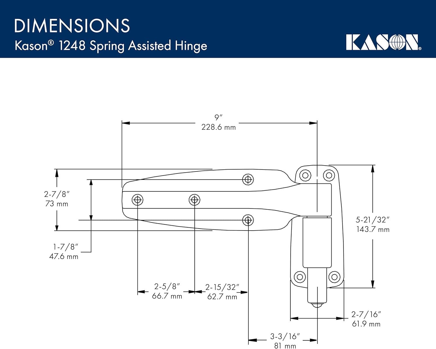 Kason 1248 Spring Assisted Hinge, Pack of 2, Flush Offset, 11248000004 - 7DAY'S