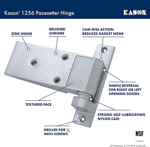 Kason 1256 - 000004 Hinge, Textured Brush Chrome - 7DAY'S