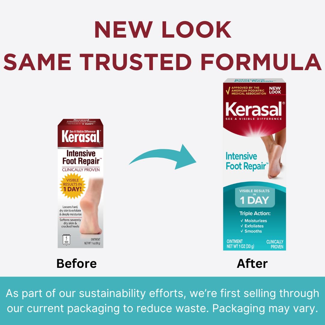 Kerasal Intensive Foot Repair, Skin Healing Ointment for Cracked Heels and Dry Feet, 1 Oz - 7DAY'S