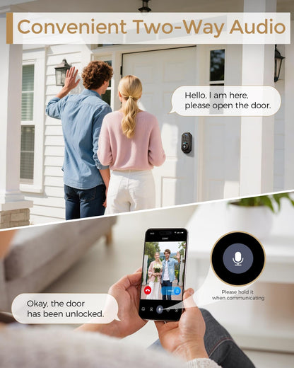 Keyless Entry Deadbolt - WiFi Video Smart Lock with Camera, 5 - in - 1 (Camera+Doorbell+Fingerprint+Keypad), App Control, Two - Way Audio, Waterproof, Easy Installation - 7DAY'S