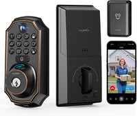 Keyless Entry Deadbolt - WiFi Video Smart Lock with Camera, 5 - in - 1 (Camera+Doorbell+Fingerprint+Keypad), App Control, Two - Way Audio, Waterproof, Easy Installation - 7DAY'S
