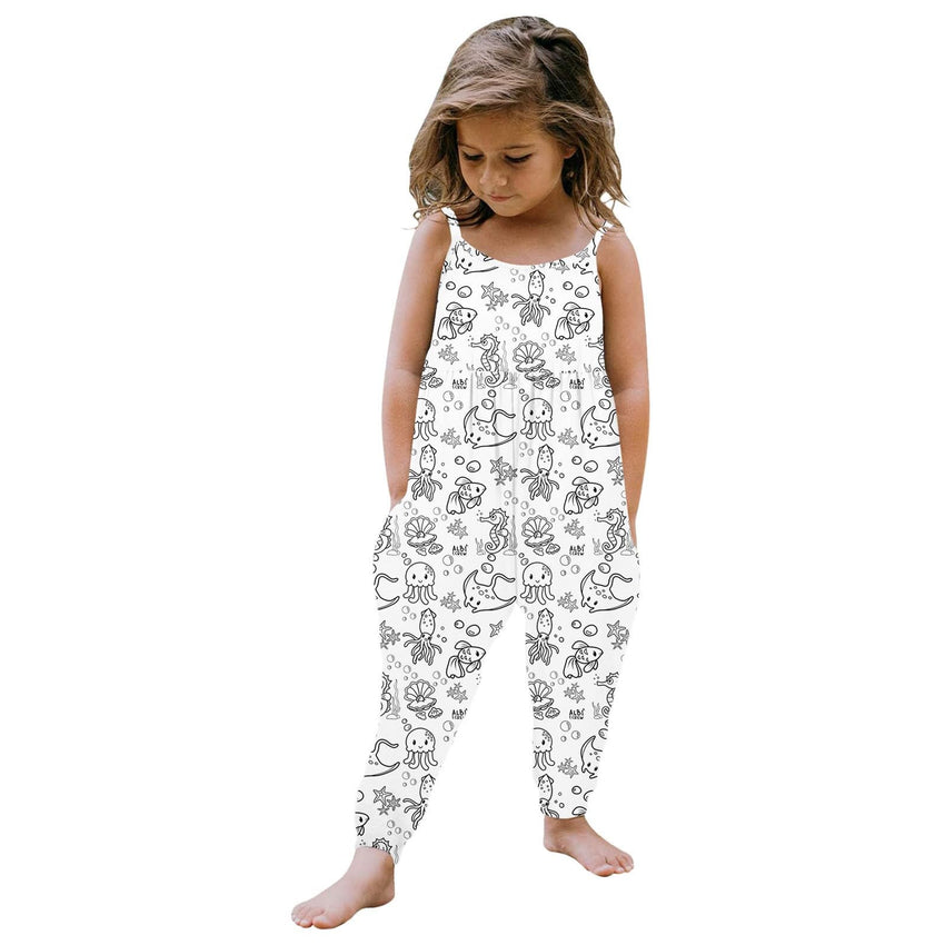 Kid DIY Hand Painted Homewear Jumpsuit Sleeveless Romper Outfits Pants Clothes for Boy and Girl Can Play with and Wear - 7DAY'S