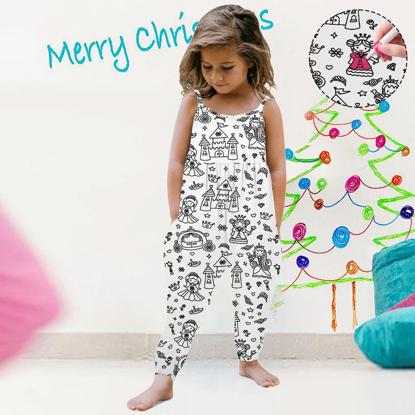 Kid DIY Hand Painted Homewear Jumpsuit Sleeveless Romper Outfits Pants Clothes for Boy and Girl Can Play with and Wear - 7DAY'S