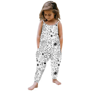 Kid DIY Hand Painted Homewear Jumpsuit Sleeveless Romper Outfits Pants Clothes for Boy and Girl Can Play with and Wear - 7DAY'S