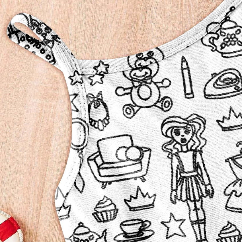 Kid DIY Hand Painted Homewear Jumpsuit Sleeveless Romper Outfits Pants Clothes for Boy and Girl Can Play with and Wear - 7DAY'S