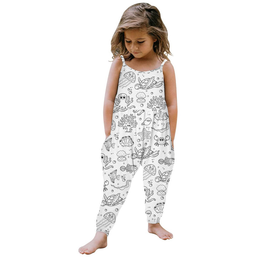 Kid DIY Hand Painted Homewear Jumpsuit Sleeveless Romper Outfits Pants Clothes for Boy and Girl Can Play with and Wear - 7DAY'S