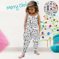 Kid DIY Hand Painted Homewear Jumpsuit Sleeveless Romper Outfits Pants Clothes for Boy and Girl Can Play with and Wear - 7DAY'S