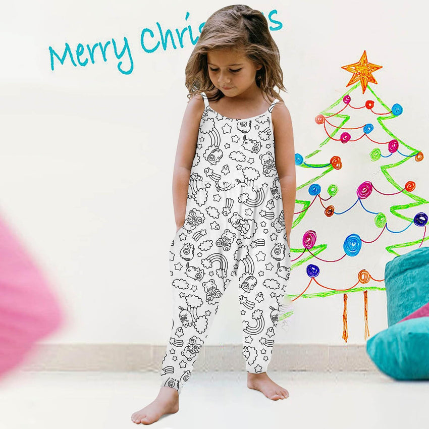 Kid DIY Hand Painted Homewear Jumpsuit Sleeveless Romper Outfits Pants Clothes for Boy and Girl Can Play with and Wear - 7DAY'S
