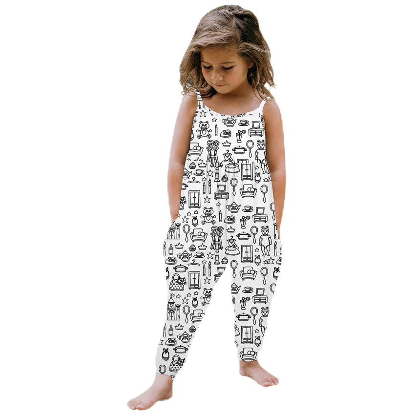 Kid DIY Hand Painted Homewear Jumpsuit Sleeveless Romper Outfits Pants Clothes for Boy and Girl Can Play with and Wear - 7DAY'S
