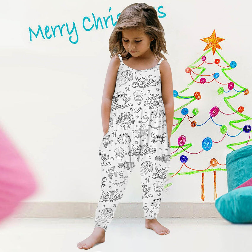 Kid DIY Hand Painted Homewear Jumpsuit Sleeveless Romper Outfits Pants Clothes for Boy and Girl Can Play with and Wear - 7DAY'S