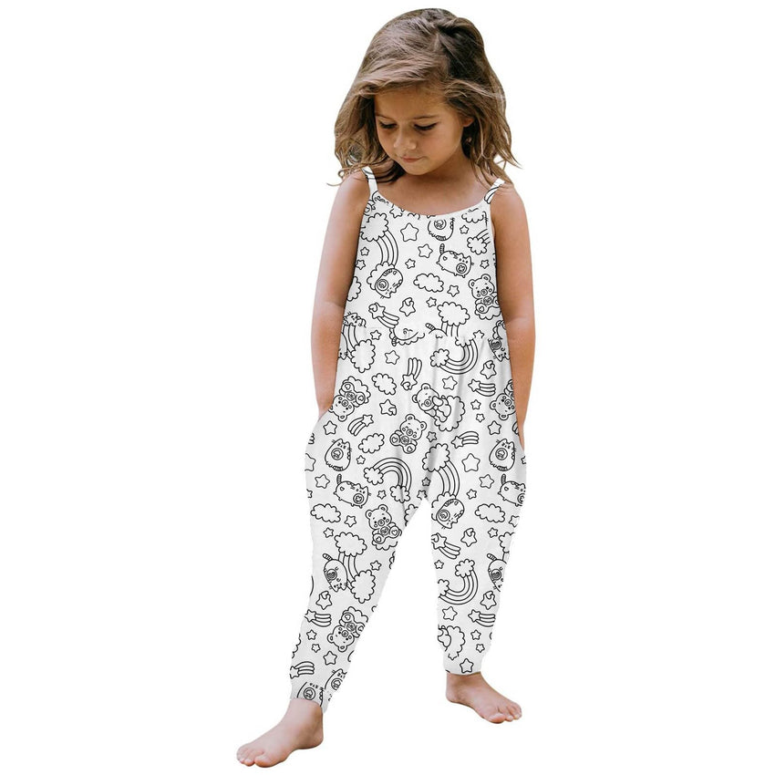 Kid DIY Hand Painted Homewear Jumpsuit Sleeveless Romper Outfits Pants Clothes for Boy and Girl Can Play with and Wear - 7DAY'S