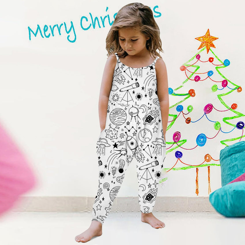 Kid DIY Hand Painted Homewear Jumpsuit Sleeveless Romper Outfits Pants Clothes for Boy and Girl Can Play with and Wear - 7DAY'S