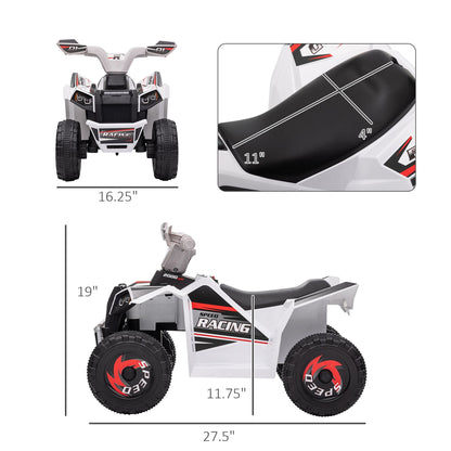Kids ATV Quad Car, 6V Four - Wheeler for Kids with Forward Backward Function, Wear - Resistant Wheels for Toddlers Ages 18 - 36 Months, White - 7DAY'S