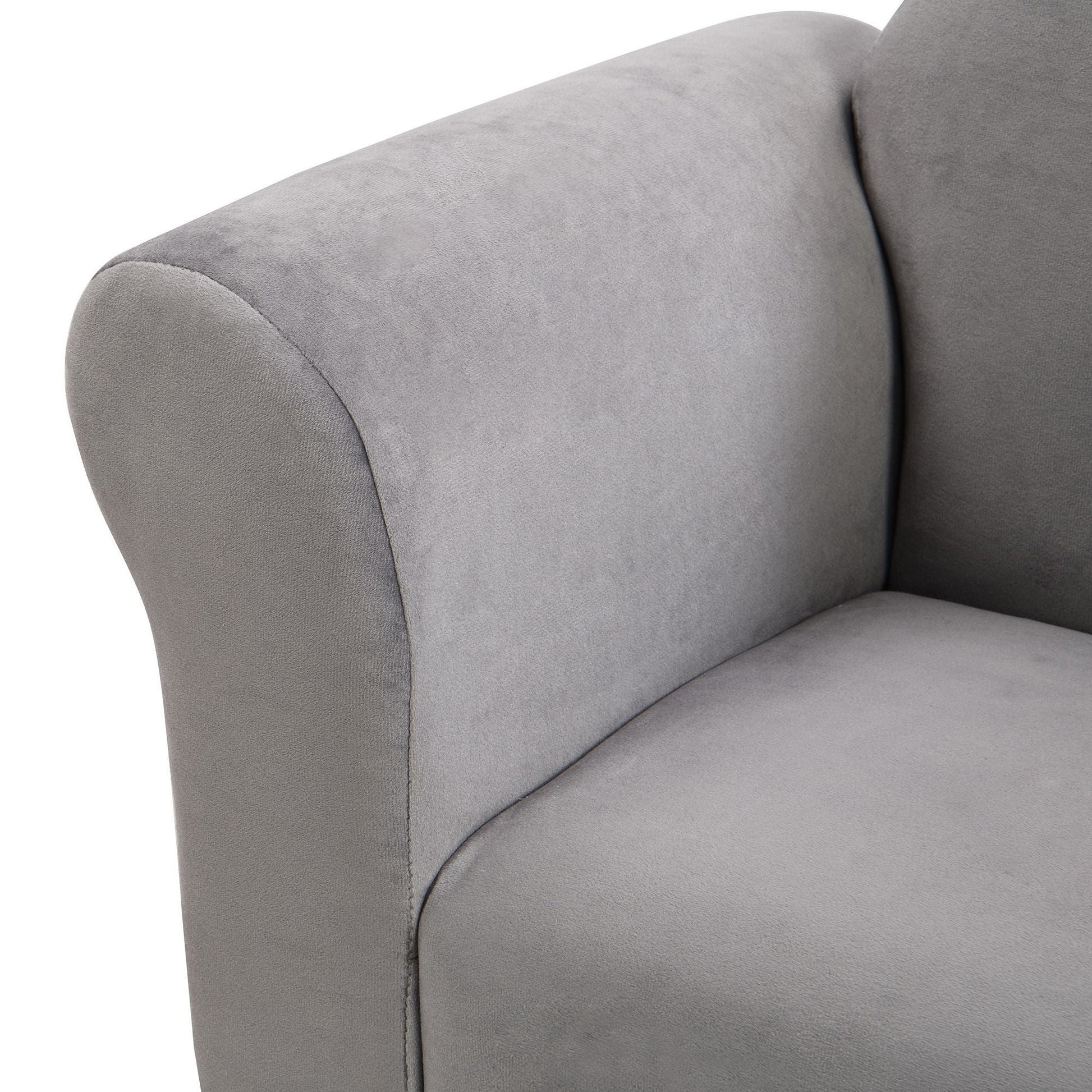 Kids Chair, Kids Upholstered Couch with ottoman, Dark Gray - 7DAY'S