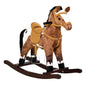 Kids Metal Plush Ride - On Rocking Horse Chair Toy With Realistic Sounds - Dark Brown/White - 7DAY'S