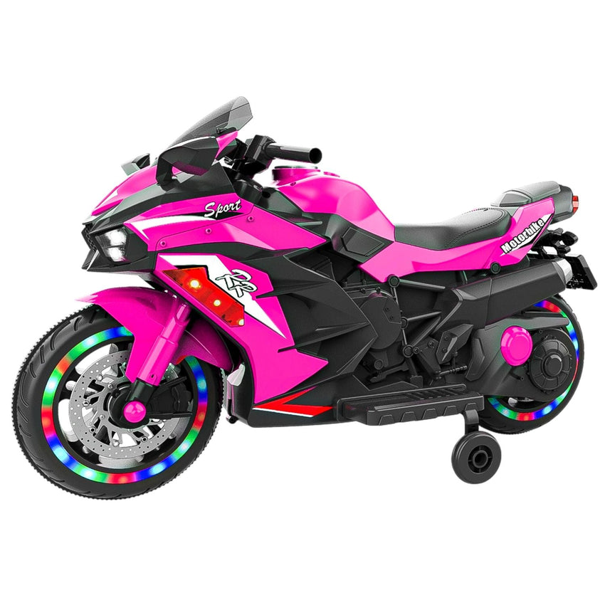 Kids Powered Ride - ons Toy, Kids Motorcycle for 3 - 6 Years, 12V Electric Ride on Motorcycle with Light Wheel & Bluetooth Music - Pink - 7DAY'S