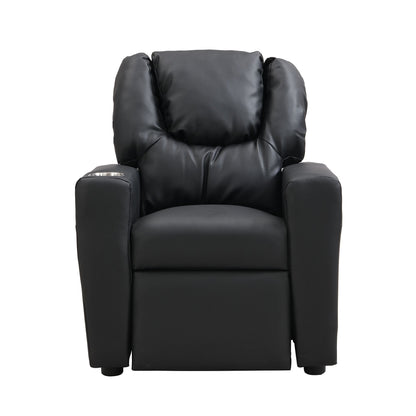 Kids Recliner Chair, Kids Upholstered Couch with One Cup Holder, Footrest, Backrest, Toddlers PVC Recliner with Headrest and Footrest - 7DAY'S