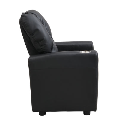 Kids Recliner Chair, Kids Upholstered Couch with One Cup Holder, Footrest, Backrest, Toddlers PVC Recliner with Headrest and Footrest - 7DAY'S