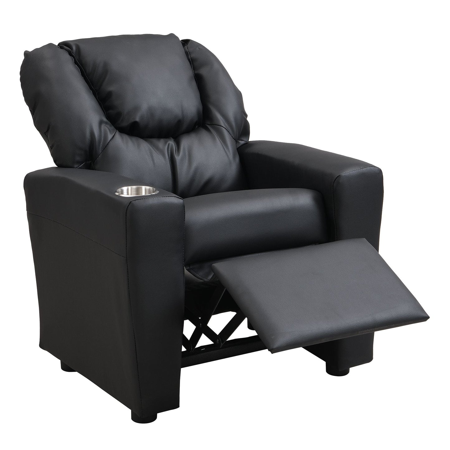 Kids Recliner Chair, Kids Upholstered Couch with One Cup Holder, Footrest, Backrest, Toddlers PVC Recliner with Headrest and Footrest - 7DAY'S
