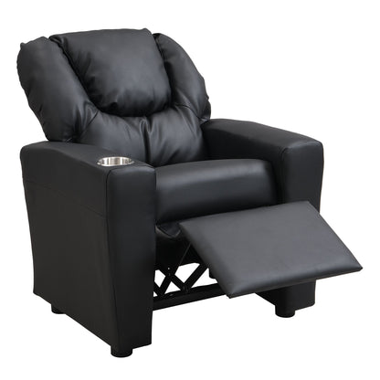 Kids Recliner Chair, Kids Upholstered Couch with One Cup Holder, Footrest, Backrest, Toddlers PVC Recliner with Headrest and Footrest - 7DAY'S