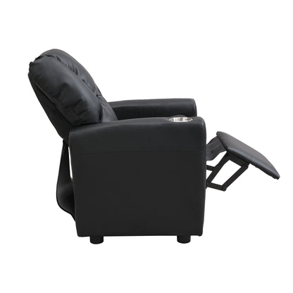 Kids Recliner Chair, Kids Upholstered Couch with One Cup Holder, Footrest, Backrest, Toddlers PVC Recliner with Headrest and Footrest - 7DAY'S