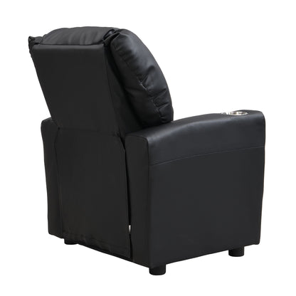 Kids Recliner Chair, Kids Upholstered Couch with One Cup Holder, Footrest, Backrest, Toddlers PVC Recliner with Headrest and Footrest - 7DAY'S