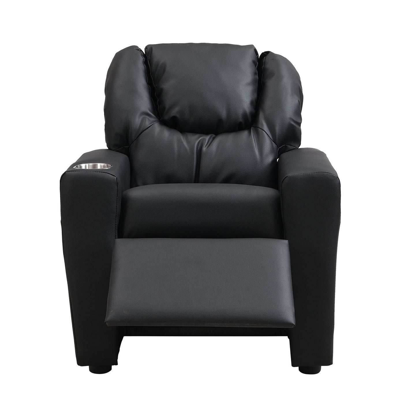 Kids Recliner Chair, Kids Upholstered Couch with One Cup Holder, Footrest, Backrest, Toddlers PVC Recliner with Headrest and Footrest - 7DAY'S