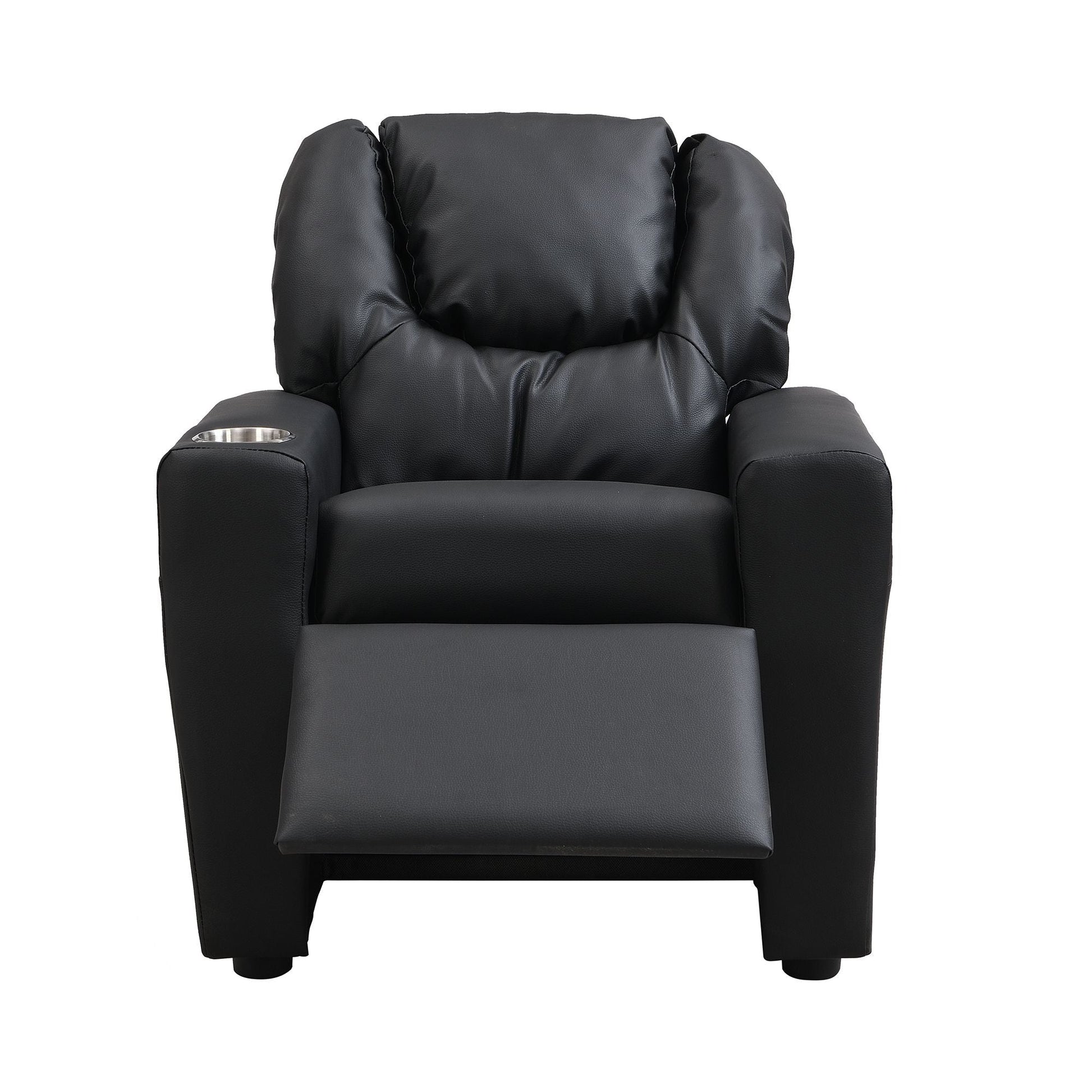 Kids Recliner Chair, Kids Upholstered Couch with One Cup Holder, Footrest, Backrest, Toddlers PVC Recliner with Headrest and Footrest - 7DAY'S