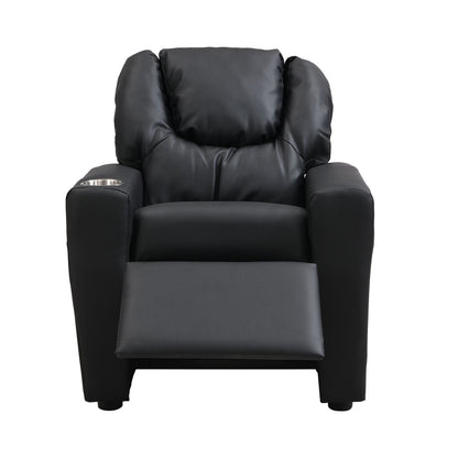 Kids Recliner Chair, Kids Upholstered Couch with One Cup Holder, Footrest, Backrest, Toddlers PVC Recliner with Headrest and Footrest - 7DAY'S