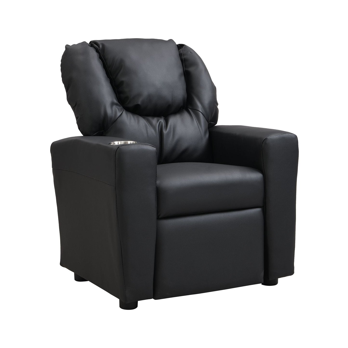 Kids Recliner Chair, Kids Upholstered Couch with One Cup Holder, Footrest, Backrest, Toddlers PVC Recliner with Headrest and Footrest - 7DAY'S