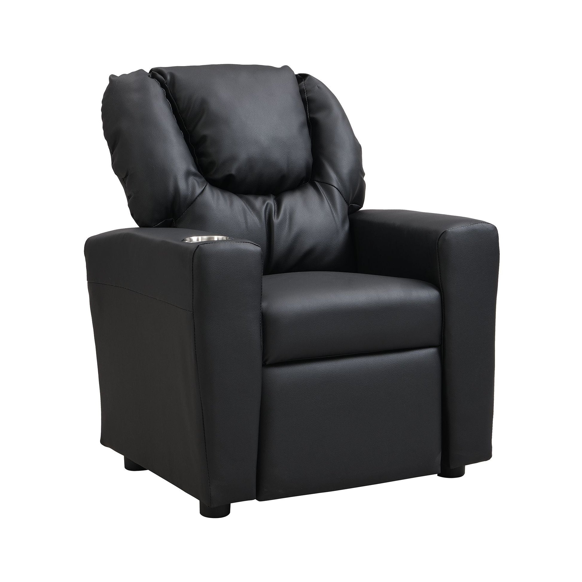 Kids Recliner Chair, Kids Upholstered Couch with One Cup Holder, Footrest, Backrest, Toddlers PVC Recliner with Headrest and Footrest - 7DAY'S