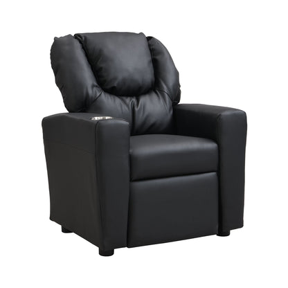 Kids Recliner Chair, Kids Upholstered Couch with One Cup Holder, Footrest, Backrest, Toddlers PVC Recliner with Headrest and Footrest - 7DAY'S