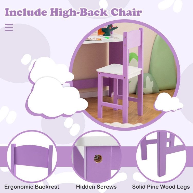 Kids Table and Chair Set for Arts, Crafts, Homework, Home School - 7DAY'S