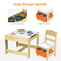 Kids Table Chairs Set With Storage Boxes Blackboard Whiteboard Drawing - 7DAY'S