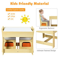 Kids Table Chairs Set With Storage Boxes Blackboard Whiteboard Drawing - 7DAY'S