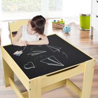 Kids Table Chairs Set With Storage Boxes Blackboard Whiteboard Drawing - 7DAY'S