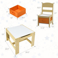 Kids Table Chairs Set With Storage Boxes Blackboard Whiteboard Drawing - 7DAY'S