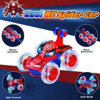 Kids Toys Spider RC Car for Boys 4 - 7 - Cool Spider Monster Remote Control Crawler Toy 360° Flip Fast Stunt & 4WD Light Up Wheel - Fun Boy Gift Idea for Birthday Chirstmas Stuff Age 3 4 5 6 7 8 - 7DAY'S