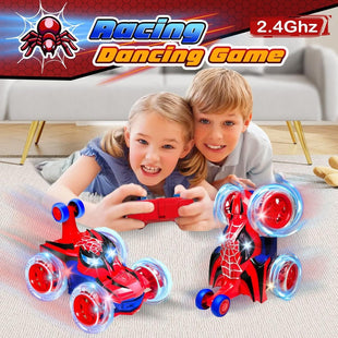 Kids Toys Spider RC Car for Boys 4-7 - Cool Spider Monster Remote Control Crawler Toy 360° Flip Fast Stunt & 4WD Light Up Wheel - Fun Boy Gift Idea for Birthday Chirstmas Stuff Age 3 4 5 6 7 8