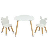 Kids Wood Table and Chairs Set, Toddler Play Table with 2 Chairs, 3 Pieces Children Multi - Activity Round Table for Play Art Craft Reading Learing Eating, White - 7DAY'S