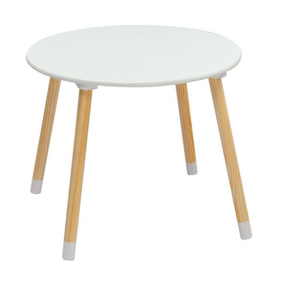 Kids Wood Table and Chairs Set, Toddler Play Table with 2 Chairs, 3 Pieces Children Multi - Activity Round Table for Play Art Craft Reading Learing Eating, White - 7DAY'S
