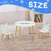 Kids Wood Table and Chairs Set, Toddler Play Table with 2 Chairs, 3 Pieces Children Multi - Activity Round Table for Play Art Craft Reading Learing Eating, White - 7DAY'S