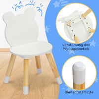 Kids Wood Table and Chairs Set, Toddler Play Table with 2 Chairs, 3 Pieces Children Multi - Activity Round Table for Play Art Craft Reading Learing Eating, White - 7DAY'S