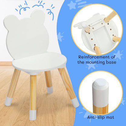 Kids Wood Table and Chairs Set, Toddler Play Table with 2 Chairs, 3 Pieces Children Multi - Activity Round Table for Play Art Craft Reading Learing Eating, White - 7DAY'S