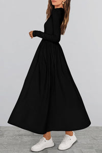 KIRUNDO Women's Casual Long Sleeve Fall Wedding Guest Dress 2025 Spring Summer Elegant Boho Flowy Midi Dresses Pockets - 7DAY'S