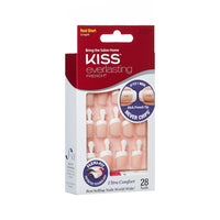 Kiss Everlasting French Nail Manicure, Chip - Free with Flexi - Fit Technology, Real Short, "Endless", Nail Kit with Pink Nail Glue (Net Wt. 2 g / 0.07oz.), Mini File, Manicure Stick, and 28 Fake Nails - 7DAY'S