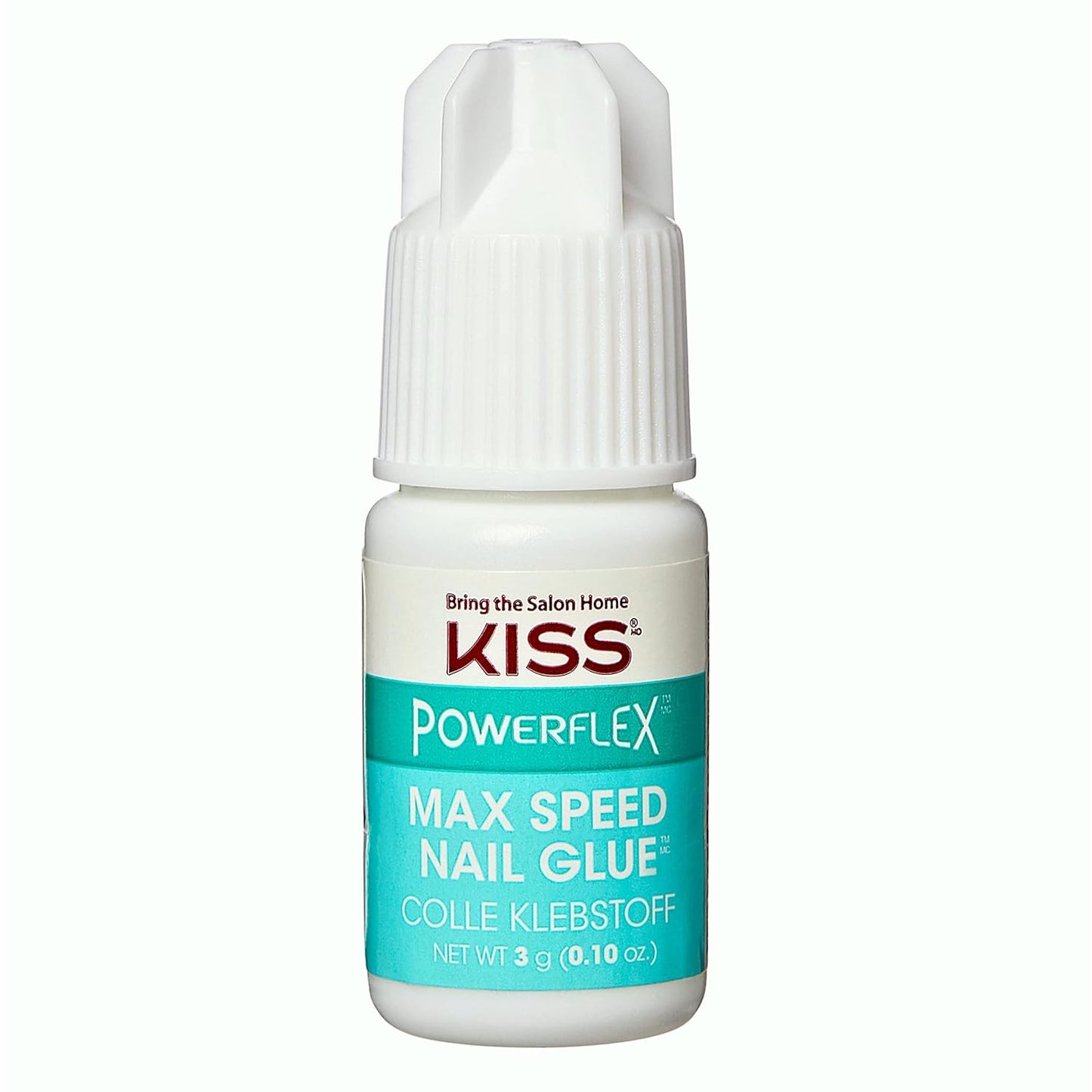 KISS PowerFlex Maximum Speed Nail Glue for Press On Nails, Super Strength Flex Formula Nail Adhesive, Includes One Bottle 3g (0.10 oz.) with Twist - Off Cap & Nozzle Tip Squeeze Applicator - 7DAY'S